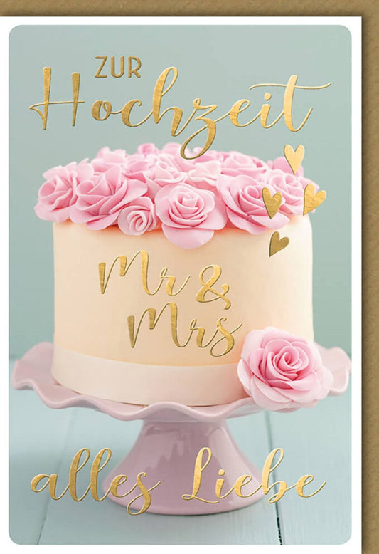 Hochzeitskarte "Mr & Mrs" - Elegante Glückwünsche mit Torte - Motiv für das Brautpaar, Hochzeitstag Gratulation