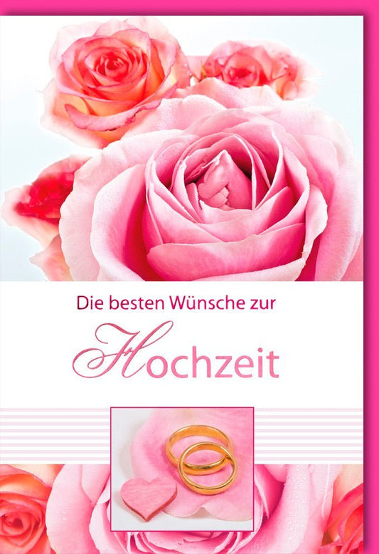 Hochzeitskarte – Romantische Glückwünsche mit Rosen & Eheringen zur Feier des Paares
