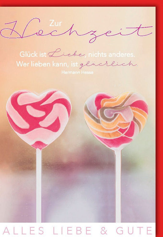 Hochzeitskarte - Romantisches Herz - Lollipop - Design zur Verlobung oder Jubiläumsfeier