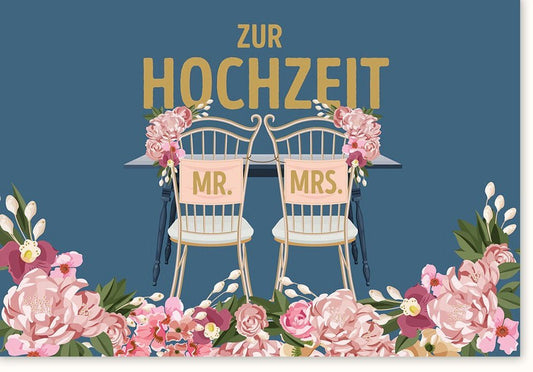 Hochzeitskarte - Vintage Floral Design, Elegante Glückwunschkarte zur Feier der Liebe, Kreative Gratulation für das Brautpaar