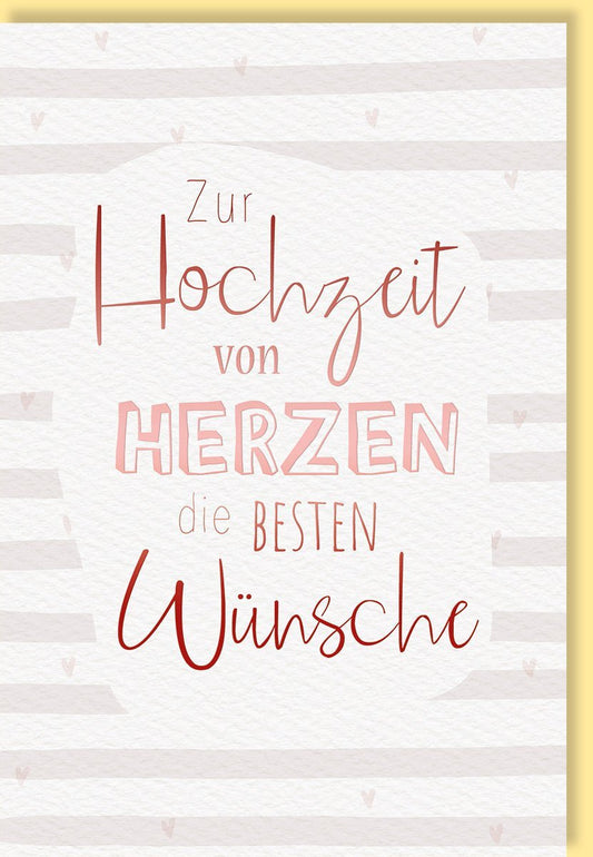 Hochzeitskarte "Von Herzen" - Elegante Naturkarton Schriftkarte mit Textvorschlägen für Glückwünsche zur Vermählung
