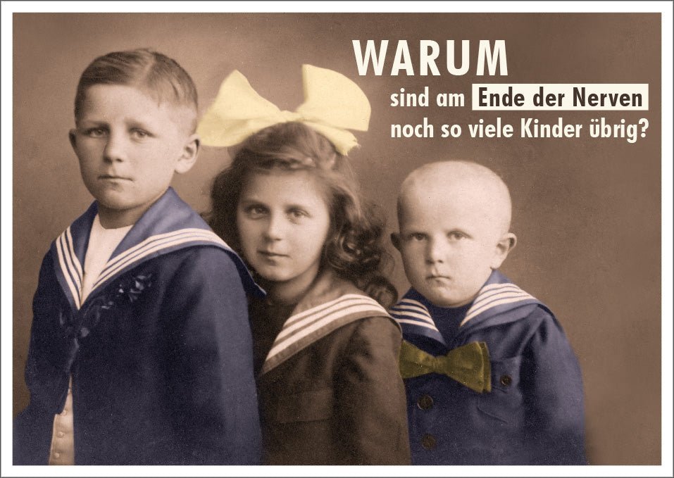 Humorvolle Eltern - Postkarte - Retro Satire zur Kindererziehung, Witziges Geschenk für Lacher