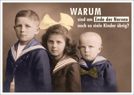Humorvolle Eltern - Postkarte - Retro Satire zur Kindererziehung, Witziges Geschenk für Lacher