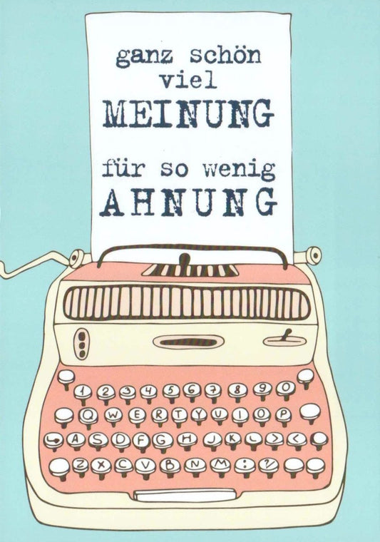 Humorvolle Männer - Postkarte | Witzige Schreibmaschine - Spruchkarte | Retro Vintage Design | Satirisches Geschenk & Bürodeko