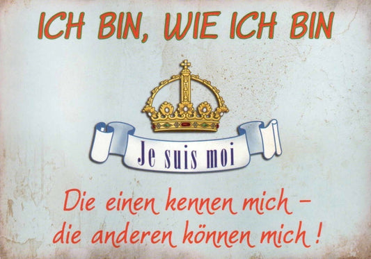 Humorvolle Postkarte: "Krone Richten & Selbstbewusstsein Stärken" - Einzigartige Karte für Charakter, Individuell & Lustig, Motto zur Selbstakzeptanz
