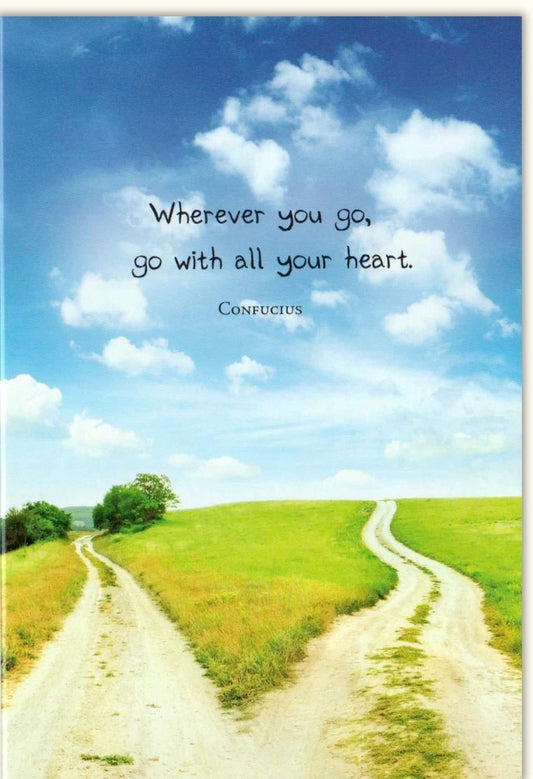 Inspirierende Grußkarte mit Konfuzius Zitat "Der Weg ist das Ziel" – Herz & Naturmotiv für Freundschaft und Ermutigung