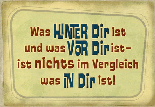 Inspirierende Postkarte mit Retro Vintage Design - Weisheitszitate für Selbstvertrauen & Zukunftsvisionen, postkarten - sprueche
