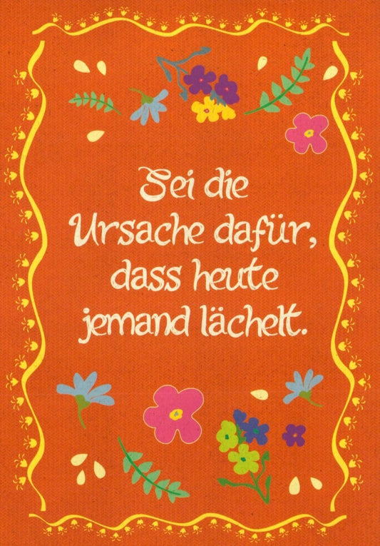 Inspirierende Postkarte mit roten und gelben Blumen - Versenden Sie Freude und Positivität