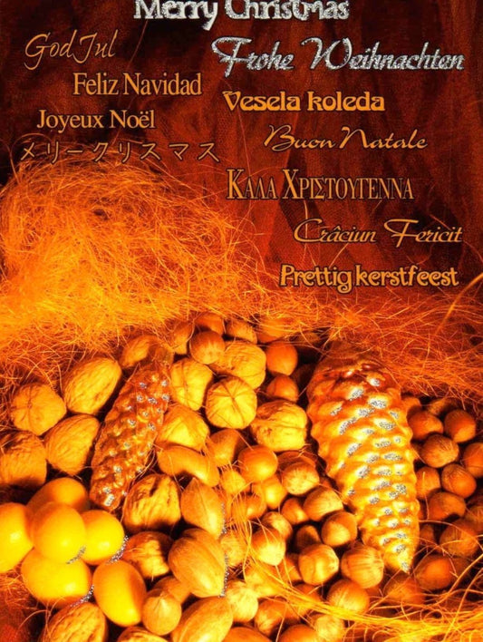 Internationale Grüße zur Weihnachtszeit: Frohe Weihnachten Postkarte