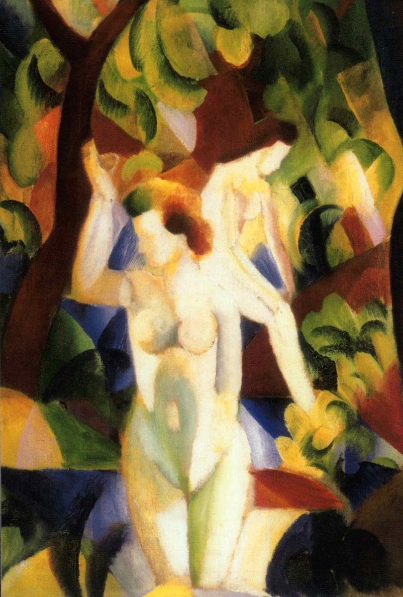 Jubiläumskarte: August Macke - Badende Frauen, Kunstpostkarte
