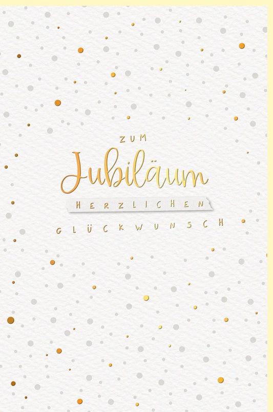 Jubiläumskarte - Stilvolle Glückwunschkarte aus Naturkarton mit Goldakzenten, Herzlichen Glückwunsch, Elegantes Design für Erwachsene und Firmenfeiern