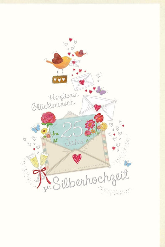Jubiläumskarte zur Silberhochzeit - 25 Jahre Liebe und Glückwünsche zum besonderen Ehejubiläum