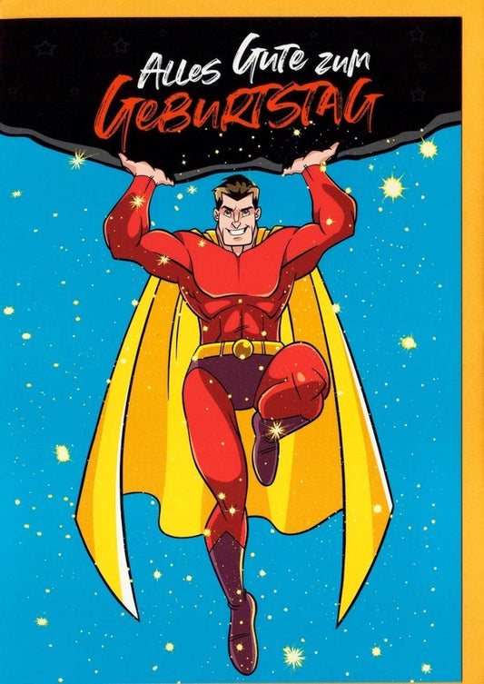 Kinder - Geburtstagskarte - Comic - Superhelden - Design für Jungen, Lustige Cartoon - Illustration mit Spaßfaktor