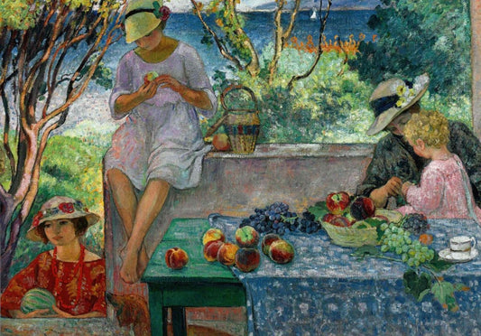 Kunstpostkarte für Kunstliebhaber - H. Lebasque: Le Gôuter sur la Terrasse