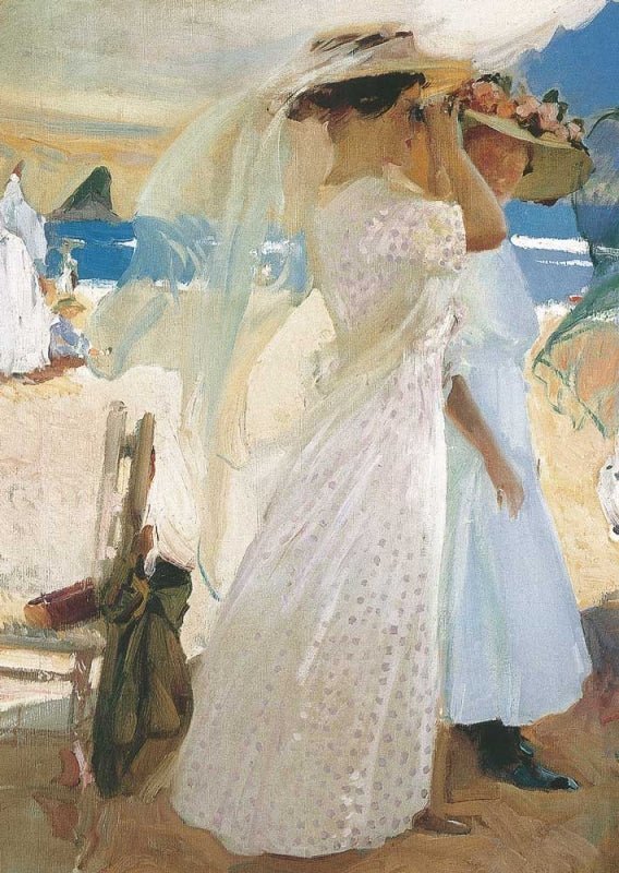 Kunstpostkarte für Kunstliebhaber - Joaquin Sorolla: Under the Awning