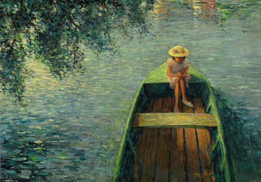 Kunstpostkarte: H. Lebasque - En barque sur la Marne, ein Meisterwerk der Impressionismus für Kunstliebhaber