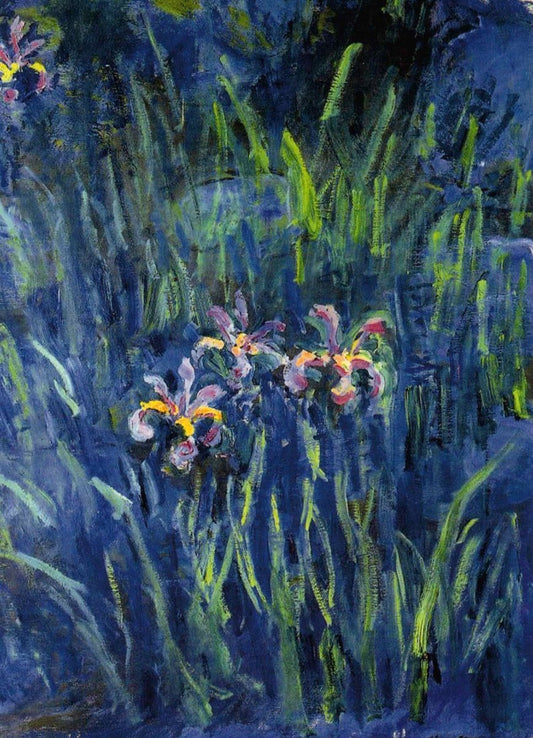 Kunstpostkarte Impressionismus - Monet Irises & Seerosen, Vintage Gemälde für Sammler, Retro Briefkorrespondenz, Kunstpostkarten