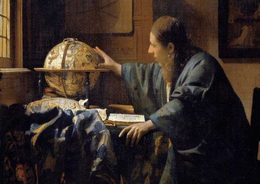 Kunstpostkarte – Jan Vermeer "Der Astronom", Barockklassik, Museumskollektion, Vintage - Dekor, Wissenschaftsmotiv