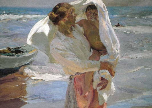 Kunstpostkarte: Joaquin Sorolla - Nach dem Bad, zwei