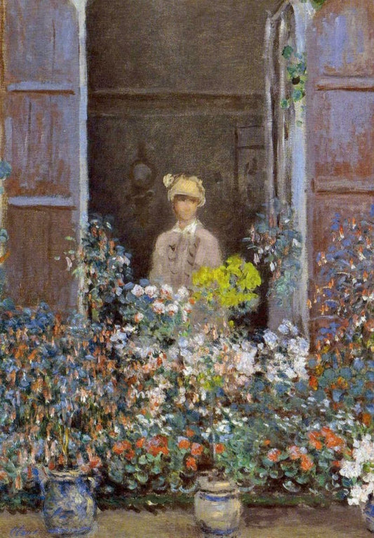 Kunstpostkarte Monet "Camille am Fenster" - Impressionismus & Blumen, Vintage Blankopostkarte für Sammler, Kunstliebhaber & Dekor