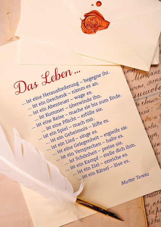 Lebensweisheit Postkarte: Das Leben als Herausforderung - Inspirierender Spruch für jeden Anlass