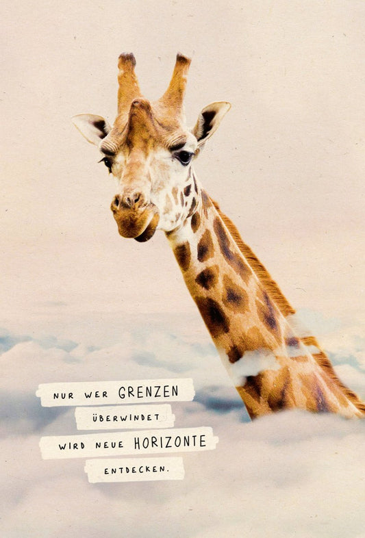 Lebensweisheit Postkarte Giraffe aus Zuckerrohrpapier – Grenzen erkennen und überwinden