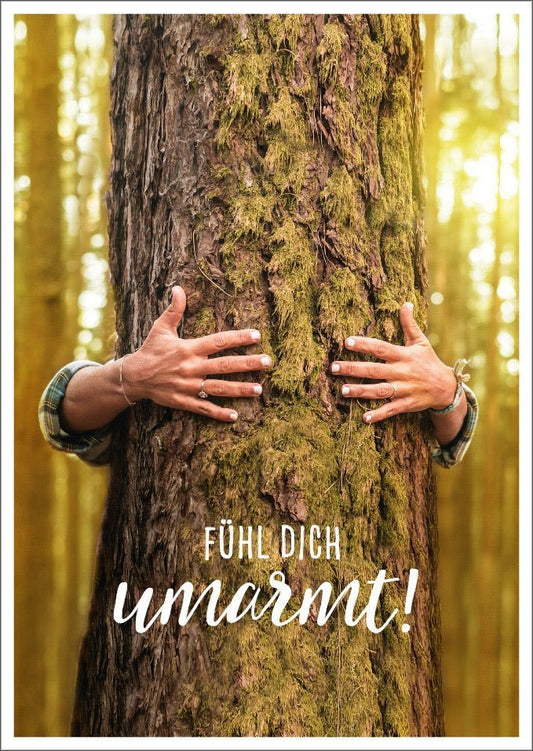 Lebensweisheit Postkarte - Herzliche Umarmung mit liebevollem Spruch