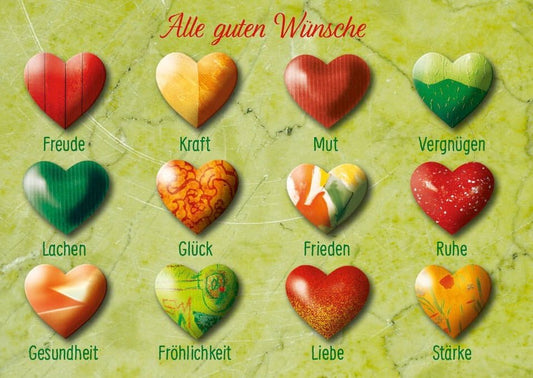 Lebensweisheit Postkarte: Wünsche für Freude, Kraft & Mut