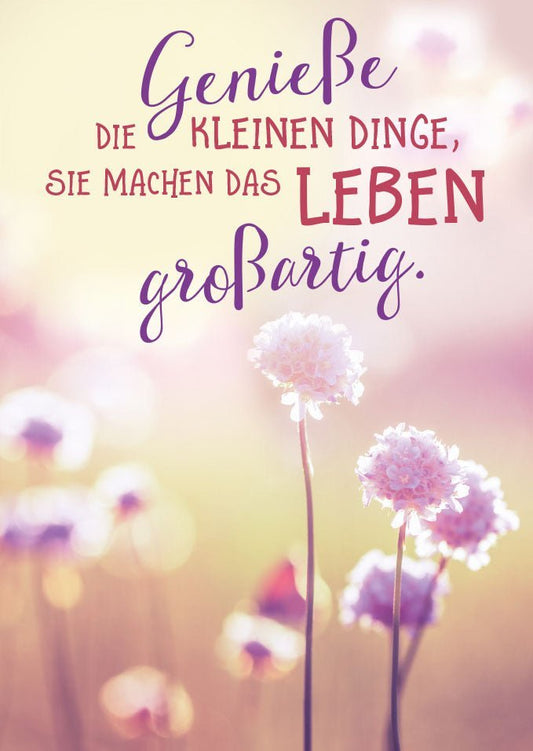 Lebensweisheiten - Postkarte – Inspirierendes Blumen & Sonnenuntergangsdesign für positive Energie, Postkarten - Lebensweisheiten