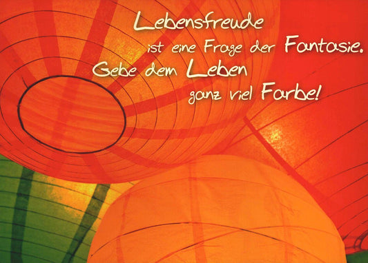 Lebensweisheiten Postkarte Lebensfreude bunte Lampions inspirierender Spruch Mutmacher Grußkarte Farbe fürs Leben Motivation