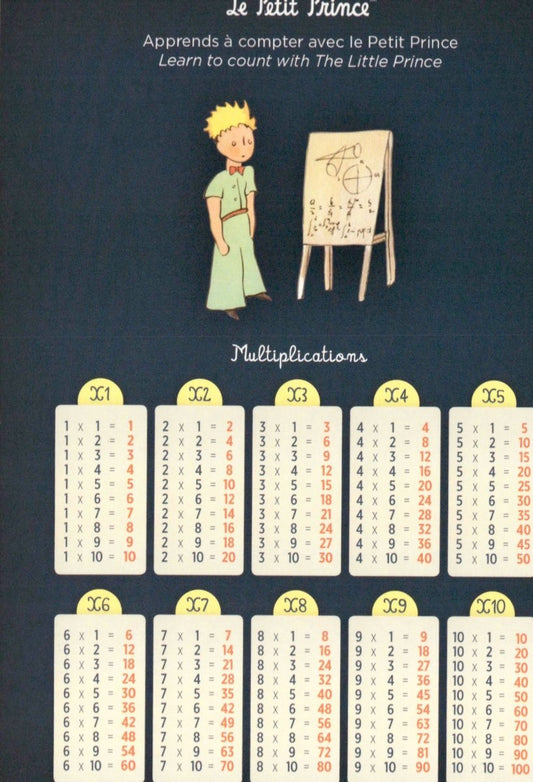 Lernkarte Kinder Der kleine Prinz Multiplikationstabelle Postkarte zum Lernen und Zählen für Schule Vorschule Geschenk