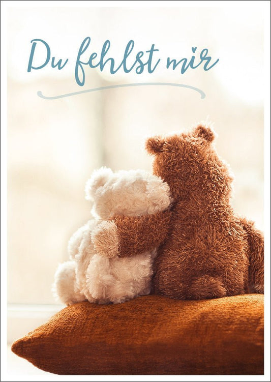 Liebesgruß Postkarte - "Herzlicher Teddybär" mit Herz, Romantische Gefühle & Zuneigung, Kuschelige Designs, Innige Botschaften