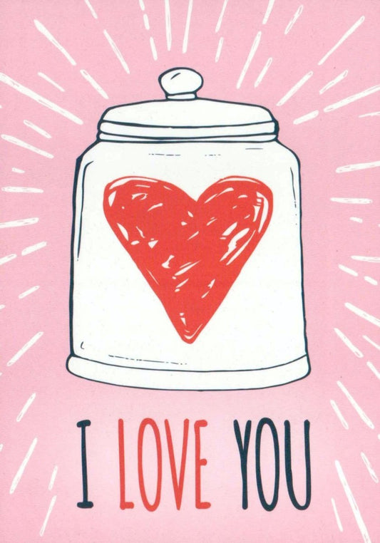 Liebespostkarte "Herzliche Liebe" - Romantische Illustration im Glas, I Love You, Zuneigung & Beziehung, Pink - Weißes Herz auf Strahlen - Hintergrund