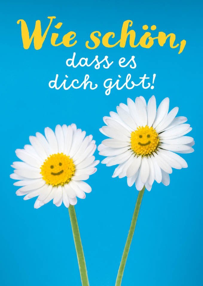 Liebespostkarte mit Spruch: Wie wunderbar, dass es dich gibt