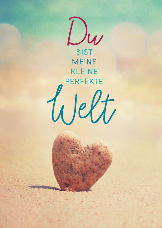 Liebespostkarte "Strandherz" - Romantische Grußkarte mit Sonnenuntergang für Zuneigung & Partnerschaft
