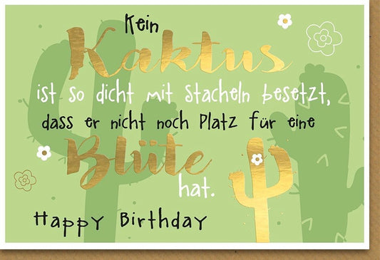 Lustige Geburtstagskarte: Humorvolle Kakteen & Sprüche, Grüne Cartoon - Pflanzen Illustration für eine fröhliche Feier