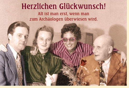 Lustige Geburtstagskarte im Retro - Stil - Vintage Humor für Erwachsene, Beige/Braun, Perfekt für Partyüberraschungen und Freunde & Familie