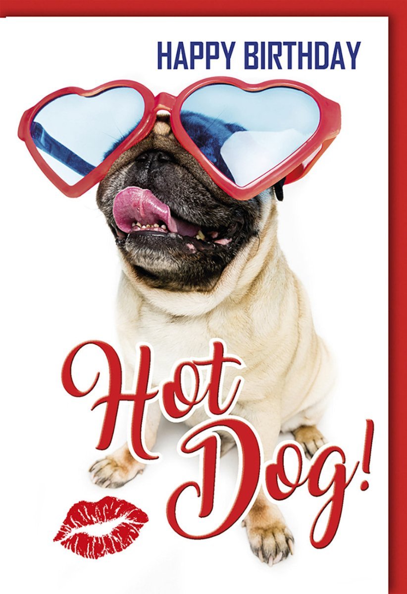 Lustige Geburtstagskarte mit Mops - Humorvolle Hund & Hot Dog Karte für Spaß und Lachen