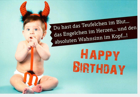 Lustige Geburtstagskarte mit Teufelchen - Motiv – Humorvolle Gratulation für Spaß und Freude