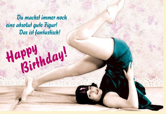 Lustige Geburtstagskarte Retro - Humorvolle Vintage Karte "Gute Figur", Originelle Glückwünsche mit Witz zum Geburtstag