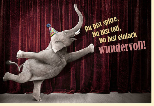 Lustige Geburtstagskarte Retro - Witziger Elefant mit Spruch, Humorvolle Überraschung für Party & Feier, Spaßgarantie für jeden Anlass
