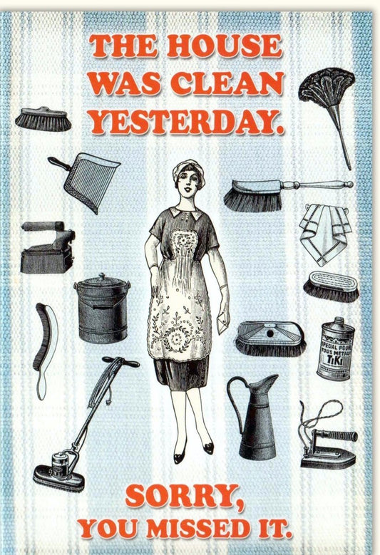 Lustige Grußkarte zum Thema Putzen | Retro - Charme & witziges Geschenk | Vintage Deko - Scherzartikel für Haushalt & Sauberkeit