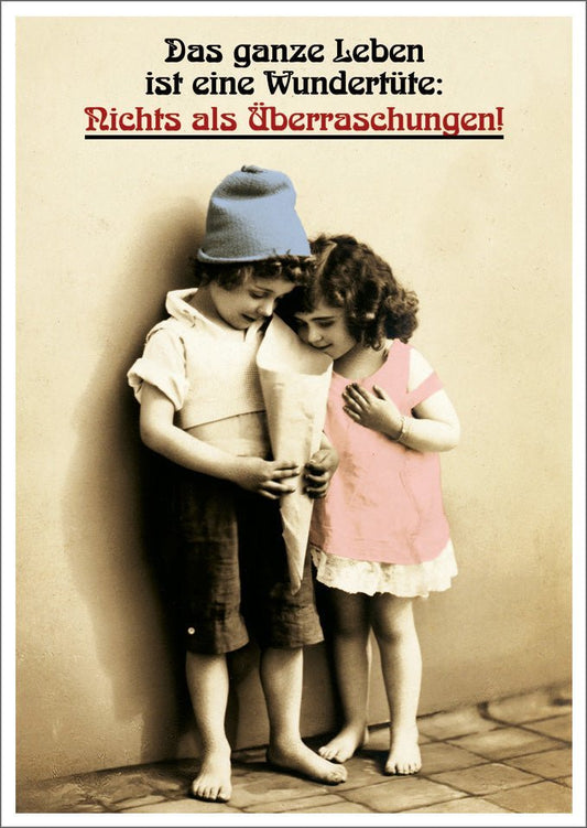 Lustige Postkarte: Das Leben ist eine Wundertüte - Humorvolle Grüße für jeden Anlass