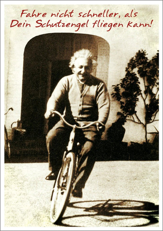 Lustige Postkarte: "Fahre nicht schneller, als Dein Schutzengel fliegen kann!" - Humorvolle Grüße