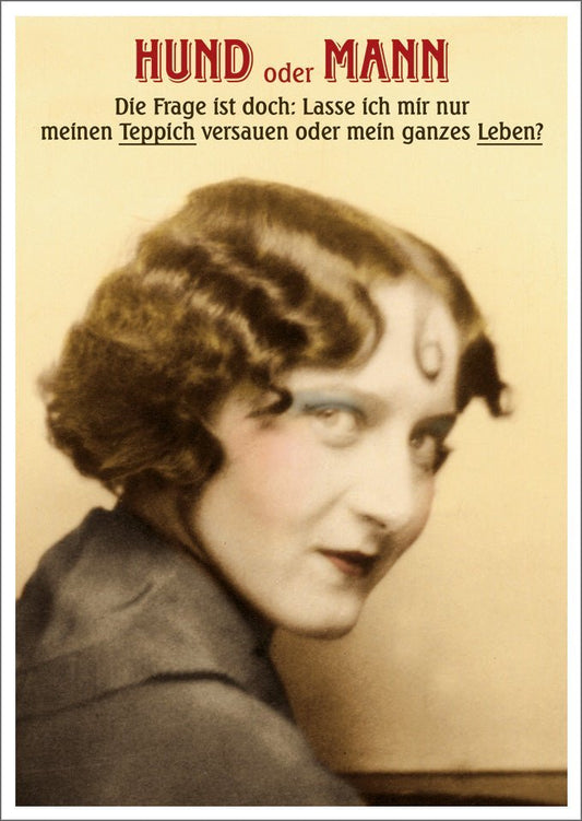 Lustige Postkarte: Hund oder Mann? Die humorvolle Entscheidung für jeden Anlass!