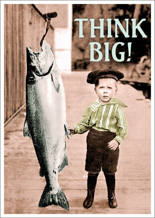 Lustige Postkarte mit Spruch: Denke groß!