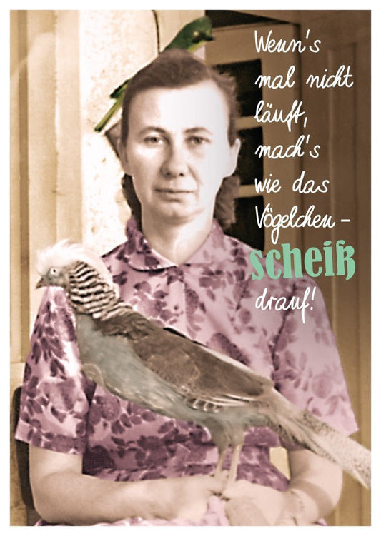 Lustige Postkarte: Wenn's nicht läuft, einfach loslassen