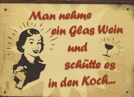 Lustige Sprüche Postkarte für Frauen | Retro Weinmotive | Humorvolle Vintage Küchen Deko | Witziges Geschenk zum Sammeln & Verschicken