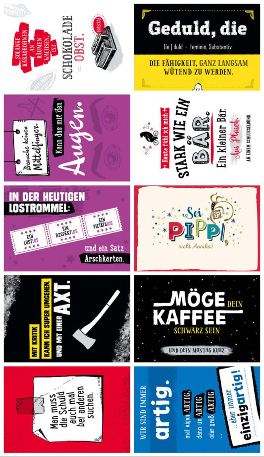 Lustige Sprüche Postkarten Set - Humorvolles 10er Pack von Gutsch