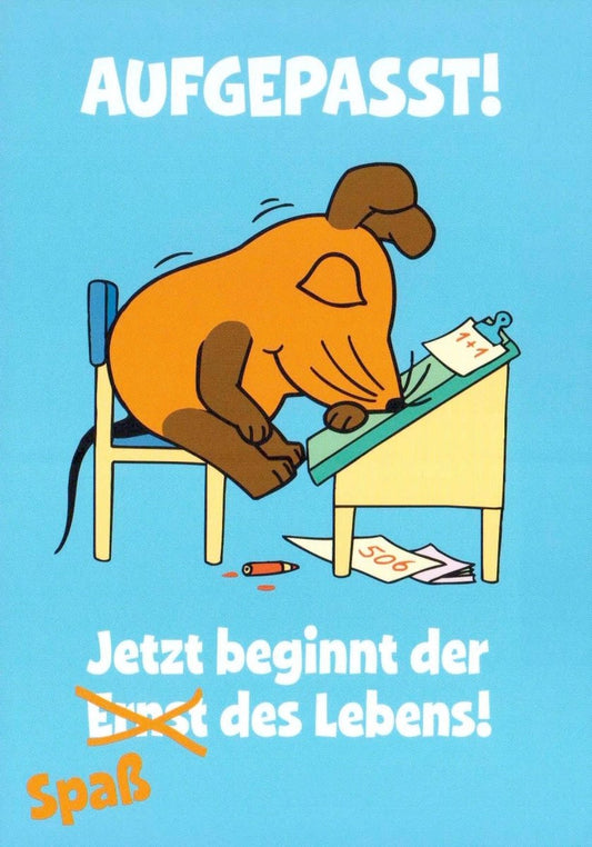 Maus - Postkarte Aufgepasst!